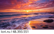 suns wave water ai generated. Стоковое AI-изображение, AI-художник Vectorwin / Фотобанк Лори