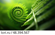unfurling swirl green ai generated. Стоковое AI-изображение, AI-художник Vectorwin / Фотобанк Лори