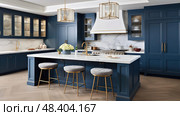 focal navy blue home decor ai generated. Стоковое AI-изображение, AI-художник Vectorwin / Фотобанк Лори