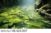 growth pond algae ai generated. Стоковое AI-изображение, AI-художник Vectorwin / Фотобанк Лори