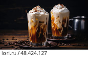 cappuccino coffee flavors ai generated. Стоковое AI-изображение, AI-художник Vectorwin / Фотобанк Лори