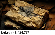 wrapping old brown paper ai generated. Стоковое AI-изображение, AI-художник Vectorwin / Фотобанк Лори
