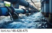 chlorination drinking water treatment plant ai generated. Стоковое AI-изображение, AI-художник Vectorwin / Фотобанк Лори