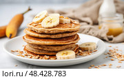 bananas oats on white ai generated. Стоковое AI-изображение, AI-художник Vectorwin / Фотобанк Лори
