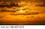 Beatiful sunset above the mediterranean sea. Sunrise with red and orange skies and the sun shining. Стоковое фото, фотограф Сергей Богомяко / Фотобанк Лори