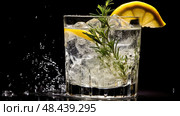 cocktail glass of seltzer ai generated. Стоковое AI-изображение, AI-художник Vectorwin / Фотобанк Лори