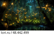 glow firefly lights ai generated. Стоковое AI-изображение, AI-художник Vectorwin / Фотобанк Лори