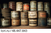 canisters retro film texture ai generated. Стоковое AI-изображение, AI-художник Vectorwin / Фотобанк Лори