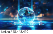 technology futuristic blue background ai generated. Стоковое AI-изображение, AI-художник Vectorwin / Фотобанк Лори