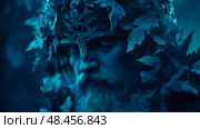Mystic Guardian: A Forest Spirit's Vigil in the Emerald Gloom, A Fantasy Portrait for Enigmatic Storytelling and Roleplaying Illustrations. Стоковое AI-изображение, AI-художник Данила Большаков / Фотобанк Лори