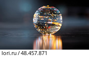 Virtual assistant represented as a glowing orb of data. dot home assistant smarthome speaker. Intelligent home assistant hub, glowing touch interface, minimal style. Стоковое AI-изображение, AI-художник ALLA YURTAYEVA / Фотобанк Лори