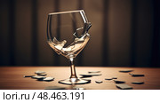 damaged broken wine glass ai generated. Стоковое AI-изображение, AI-художник Vectorwin / Фотобанк Лори