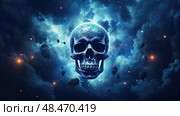 stars blue skull ai generated. Стоковое AI-изображение, AI-художник Vectorwin / Фотобанк Лори
