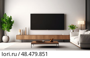 screen tv on a wall ai generated. Стоковое AI-изображение, AI-художник Vectorwin / Фотобанк Лори