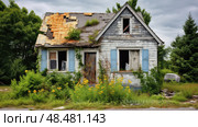abandoned outdated house ai generated. Стоковое AI-изображение, AI-художник Vectorwin / Фотобанк Лори