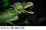 defensive green basilisk ai generated. Стоковое AI-изображение, AI-художник Vectorwin / Фотобанк Лори