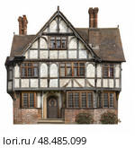 Tudor revival style house exhibiting traditional english architecture. Стоковое AI-изображение, AI-художник Иван Рябоконь / Фотобанк Лори