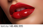 close lips red ai generated. Стоковое AI-изображение, AI-художник Vectorwin / Фотобанк Лори