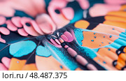 Winged Serenity: A tapestry of colors on butterfly wing, an abstract close-up revealing delicate pattern and vibrant hues, for invitation or card. Стоковое AI-изображение, AI-художник Данила Большаков / Фотобанк Лори