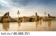 MARSEILLE, FRANCE - 10 Nov 2018 - Panoramic view on the city and the Basilique Notre-Dame de la Garde. Стоковое фото, фотограф Сергей Богомяко / Фотобанк Лори