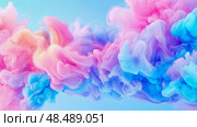 Chromatic Harmony: A Fluid Dance of Pink and Blue Ink. Стоковое AI-изображение, AI-художник Данила Большаков / Фотобанк Лори