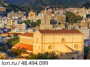 MESSINA, ITALY - NOVEMBER 06, 2018 - Panoramic view of the city and the Duomo di Messina or Messina Cathedral in Sicily. Стоковое фото, фотограф Сергей Богомяко / Фотобанк Лори