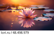 petals lotus flower on water ai generated. Стоковое AI-изображение, AI-художник Vectorwin / Фотобанк Лори