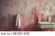 bathroom mold on walls ai generated. Стоковое AI-изображение, AI-художник Vectorwin / Фотобанк Лори