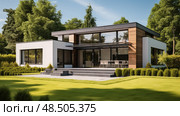 sleek detached house ai generated. Стоковое AI-изображение, AI-художник Vectorwin / Фотобанк Лори