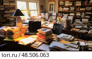 papers cluttered desk ai generated. Стоковое AI-изображение, AI-художник Vectorwin / Фотобанк Лори