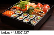 sushi boxed lunches ai generated. Стоковое AI-изображение, AI-художник Vectorwin / Фотобанк Лори