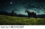 grazing stary night background ai generated. Стоковое AI-изображение, AI-художник Vectorwin / Фотобанк Лори