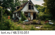 neglected ugly house ai generated. Стоковое AI-изображение, AI-художник Vectorwin / Фотобанк Лори