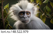 eyes silvered leaf monkey ai generated. Стоковое AI-изображение, AI-художник Vectorwin / Фотобанк Лори