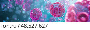 Color-enhanced scientific rendering of human cells with intricate details visible. Стоковое AI-изображение, AI-художник Данила Большаков / Фотобанк Лори