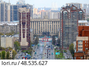 Санкт-Петербург. Спальные районы. Московский район. Вид в сторону Московской площади и на Дом Советов в створе Ленинского проспекта. Редакционное фото, фотограф Александр Тарасенков / Фотобанк Лори