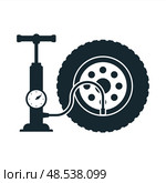 Black icon tire inflator. Стоковая иллюстрация, иллюстратор Вячеслав Беспутин / Фотобанк Лори