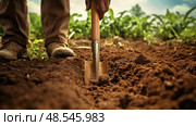 hoe planting tools ai generated. Стоковое AI-изображение, AI-художник Vectorwin / Фотобанк Лори