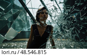 resilience glass breaking women ai generated. Стоковое AI-изображение, AI-художник Vectorwin / Фотобанк Лори