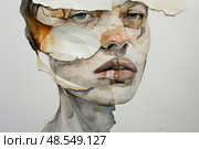 A painting of a man donning a paper hat on his head, showcasing intricate details and skillful artistry. Стоковое AI-изображение, AI-художник Данила Большаков / Фотобанк Лори