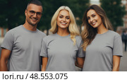 friends grey shirt mock up ai generated. Стоковое AI-изображение, AI-художник Vectorwin / Фотобанк Лори