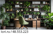 pothos contemporary home office plants ai generated. Стоковое AI-изображение, AI-художник Vectorwin / Фотобанк Лори
