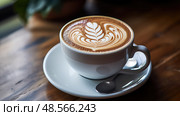 foam flat white coffee ai generated. Стоковое AI-изображение, AI-художник Vectorwin / Фотобанк Лори