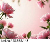 Vibrant pink roses surround a blank space, inviting personal words of love or appreciation. Their soft petals exude beauty, making any message truly special Generative AI. Стоковое AI-изображение, AI-художник Юлия Петровская / Фотобанк Лори