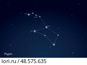 Puppis Constellation with Star Names in Night Sky. Стоковая иллюстрация, иллюстратор Максим Гребешков / Фотобанк Лори