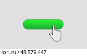 Interactive Green Button Animation with Hand Click Gesture. Стоковое видео, видеограф Максим Гребешков / Фотобанк Лори