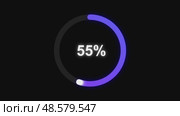 Glowing Circular Progress Bar Reaching 100% Completion. Стоковая анимация, аниматор Максим Гребешков / Фотобанк Лори