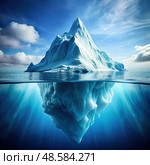 Large Iceberg Floating in the Ocean. Generative AI. Стоковое AI-изображение, AI-художник Roman Zavorotny / Фотобанк Лори