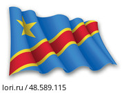 Realistic waving flag of DR Congo. Стоковая иллюстрация, иллюстратор Максим Гребешков / Фотобанк Лори