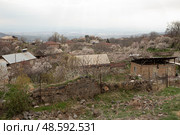 View of the village in Armenia in the spring. Kotayk region. Стоковое фото, фотограф Evgenia Shevardina / Фотобанк Лори